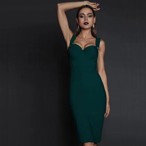 Image of Deer Lady Bandage Dress 2019 New Arrivals Red Spaghetti Strap Dress Bodycon Vestidos Winter Bandage Party Dresses Women Evening