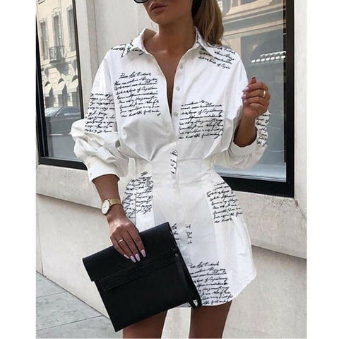 Image of Office Lady Women Femal Ladies Long Sleeve Deep V Shirt Dress Sexy Mini Beach Dress Elegant Sexy Party Dress New